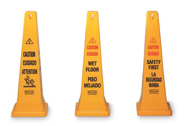 Safety Cone, 26 in Height, 10 1/2 in Width, HDPE, Cone, English, Spanish