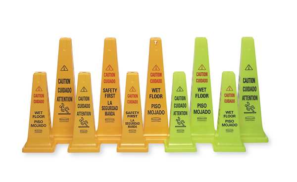 Safety Cone, 26 in Height, 10 1/2 in Width, HDPE, Cone, English, Spanish