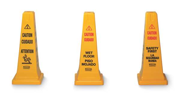 Safety Cone, 26 in Height, 10 1/2 in Width, HDPE, Cone, English, Spanish