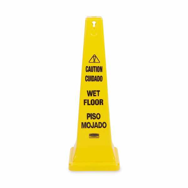 Safety Cone, 36 in Height, 12 1/4 in Width, HDPE, Cone, English, French, Spanish