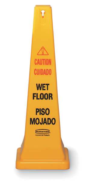Safety Cone, 36 in Height, 12 1/4 in Width, HDPE, Cone, English, French, Spanish