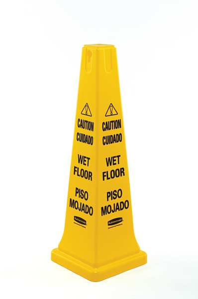 Safety Cone, 36 in Height, 12 1/4 in Width, HDPE, Cone, English, French, Spanish