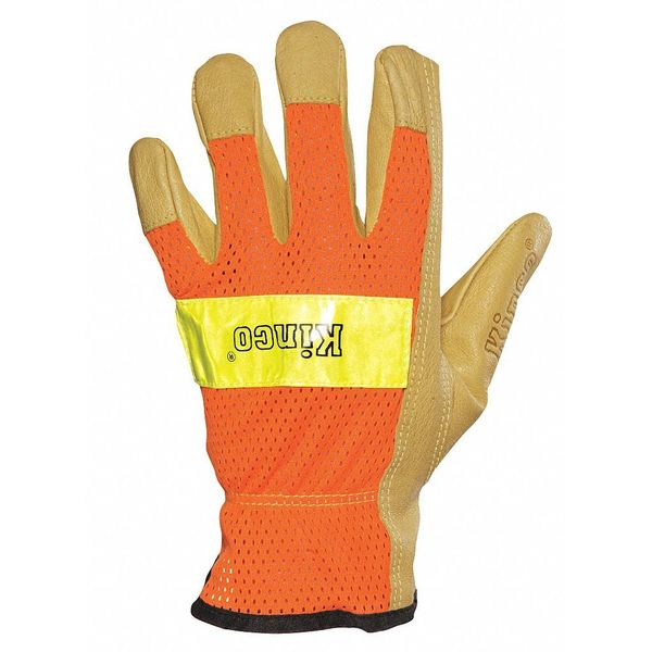 Leather Gloves, Shirred, Orange, S, PR