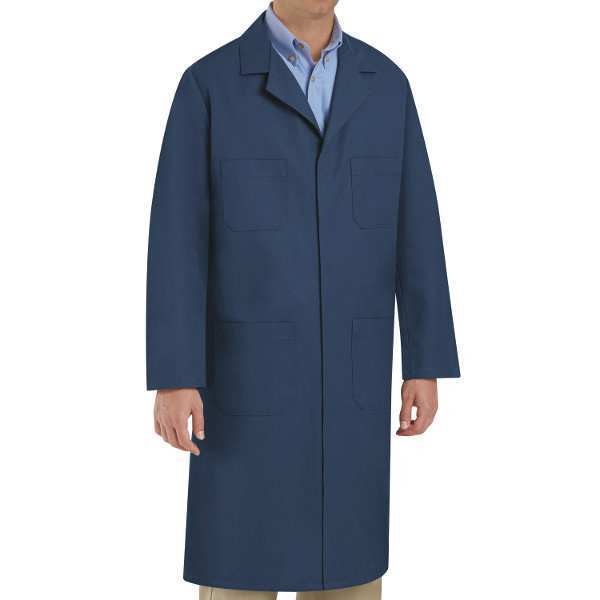 Collared Lab Coat, 2XL, Blue, 43-3/4 In. L