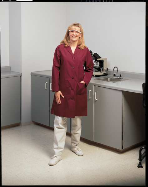 Collared Lab Coat, S, White, 39 In. L