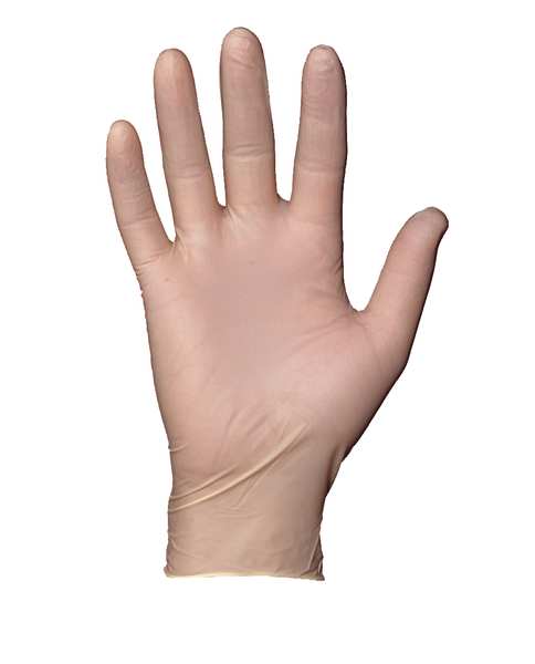 Exam Gloves, Natural Rubber Latex, Powder Free, Natural, M, 100 PK