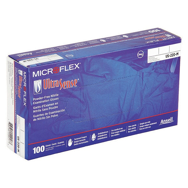 Exam Gloves, Nitrile, Powder Free, Blue, L, 100 PK