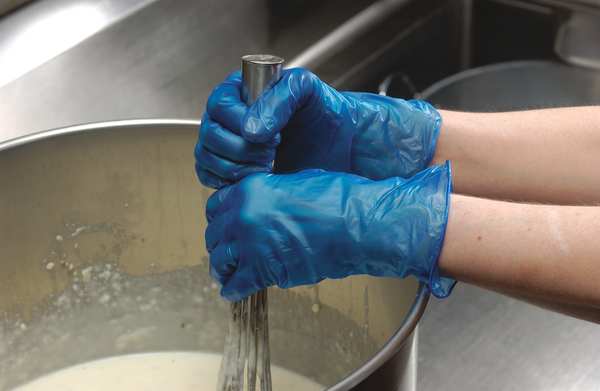 Disposable Gloves, Vinyl, Powder Free, Blue, XL, 100 PK
