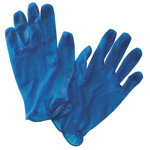 Disposable Gloves, Vinyl, Powder Free, Blue, XL, 100 PK