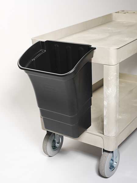Plastic Dual-Handle Utility Cart with Lipped Plastic Shelves, (2) Raised, 4 Shelves, 300 lb