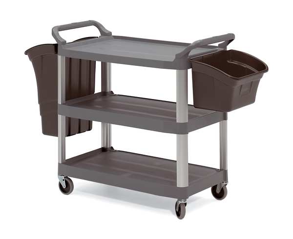 Plastic Enclosed Service Cart, 3 Shelves, 300 lb