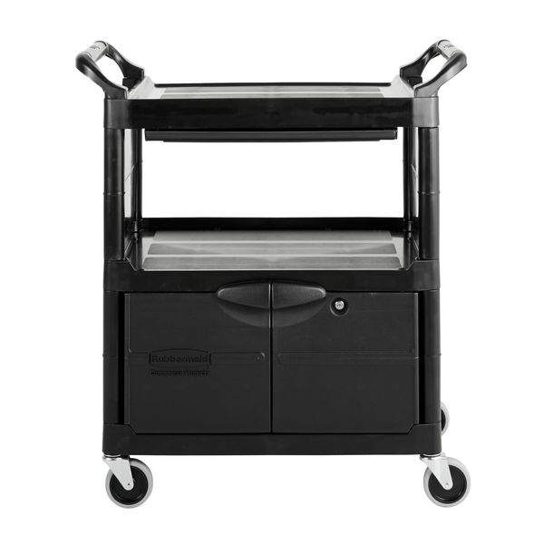 Plastic Enclosed Service Cart, 2 Shelves, 200 lb