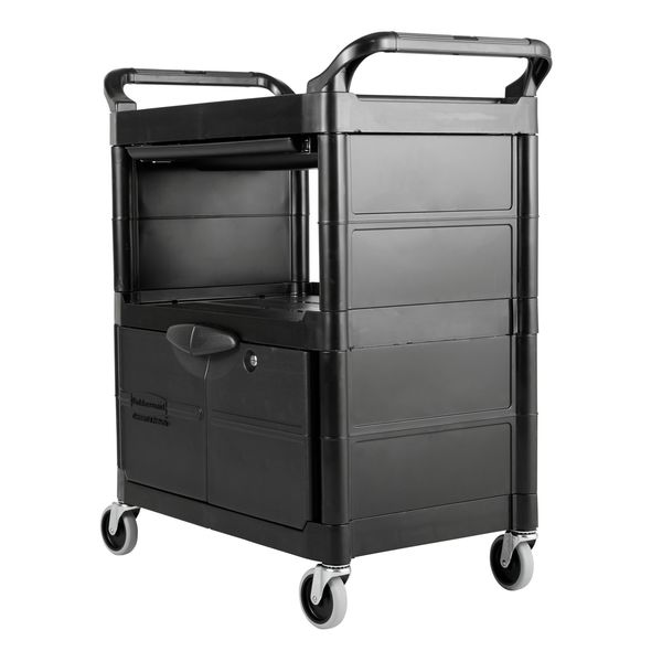 Plastic Enclosed Service Cart, 2 Shelves, 200 lb