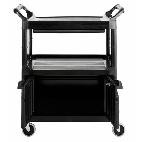 Plastic Enclosed Service Cart, 2 Shelves, 200 lb