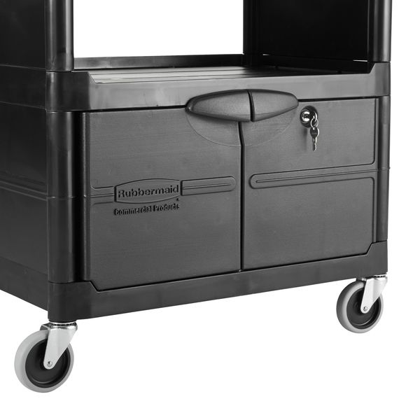Plastic Enclosed Service Cart, 2 Shelves, 200 lb