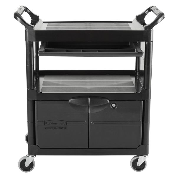 Plastic Enclosed Service Cart, 2 Shelves, 200 lb