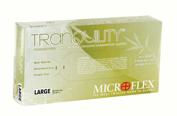 Exam Gloves, Nitrile, Powder Free, White, XS, 100 PK