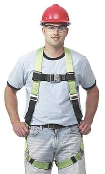 Full Body Harness, Vest Style, 2XL, Polyester, Green