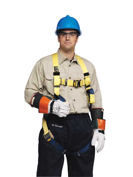 Arc Flash Full Body Harness, Vest Style, L, Nylon, Yellow