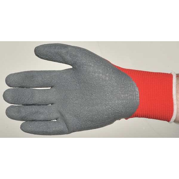 Latex Coated Gloves, Palm Coverage, Red/Gray, L, PR