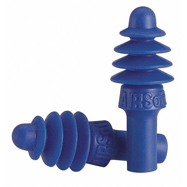 Reusable Uncorded Ear Plugs, Flanged Shape, 27 dB, 100 Pairs, Blue