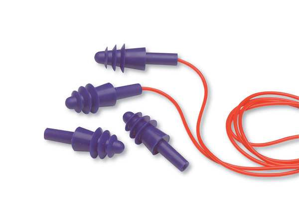 AirSoft Reusable Corded Ear Plugs, Flanged Shape, NRR 27 dB, M, Blue, 100 Pairs