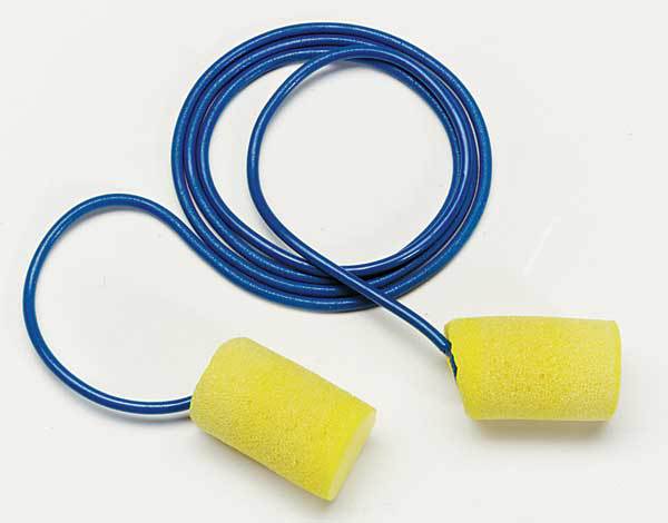Disposable Corded Ear Plugs, Cylinder Shape, 33 dB, 200 Pairs, Yellow