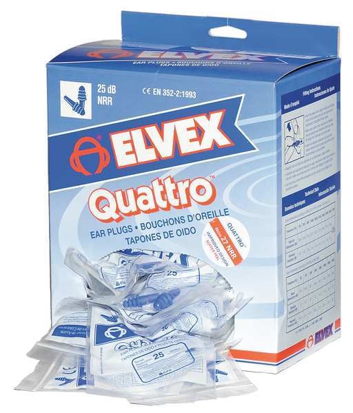 Reusable Uncorded Ear Plugs, Flanged Shape, 27 dB, 100 Pairs, Blue