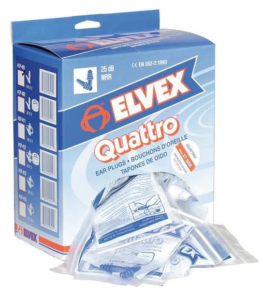 Reusable Uncorded Ear Plugs, Flanged Shape, 27 dB, 100 Pairs, Blue