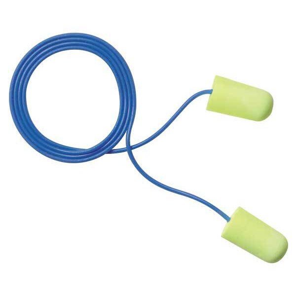 Disposable Corded Ear Plugs, Bullet Shape, 33 dB, 200 Pairs, Yellow