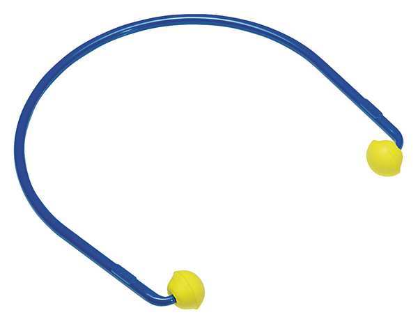 Disposable Banded Ear Plugs, Pod Shape, 17 dB, 1 Pairs, Blue/Yellow