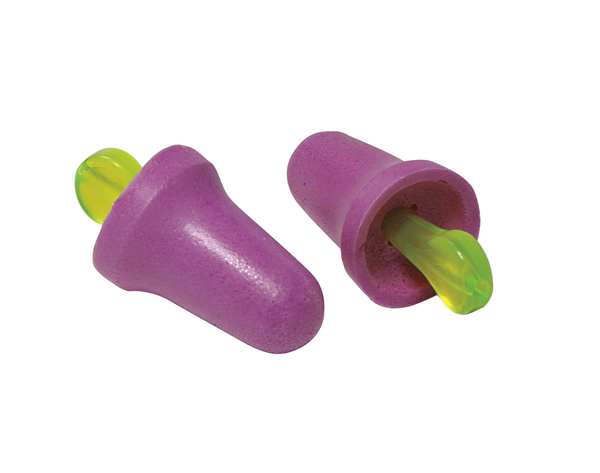 No-Touch Disposable Uncorded Ear Plugs, Bell Shape, NRR 29 dB, M, Purple, 100 Pairs
