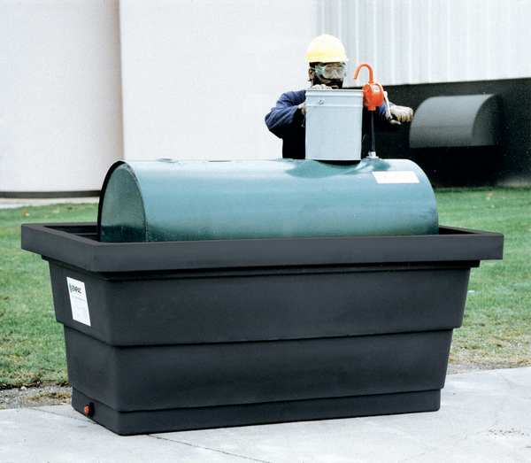 Forkliftable Drum Spill Containment Platform, 33 gal Spill Capacity, 2 Drum, 2,000 lb, Steel