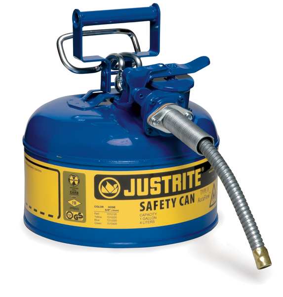Type II Safety Can, 1 Gal Capacity, For Use With Diesel, Galvanized Steel, Yellow, Includes Hose