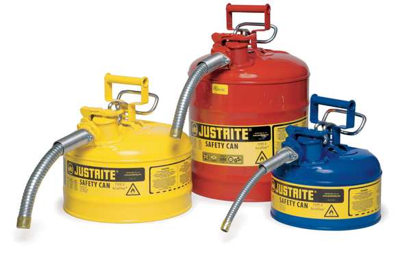 Type II Safety Can, 1 Gal Capacity, For Use With Diesel, Galvanized Steel, Yellow, Includes Hose