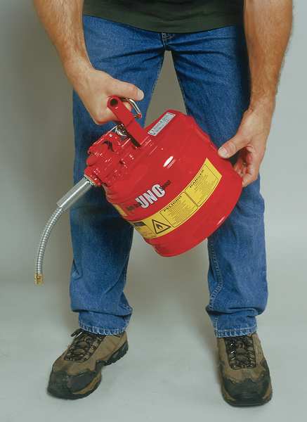 Type II Safety Can, 2 Gal Capacity, For Use With Diesel, Galvanized Steel, Yellow, Includes Hose