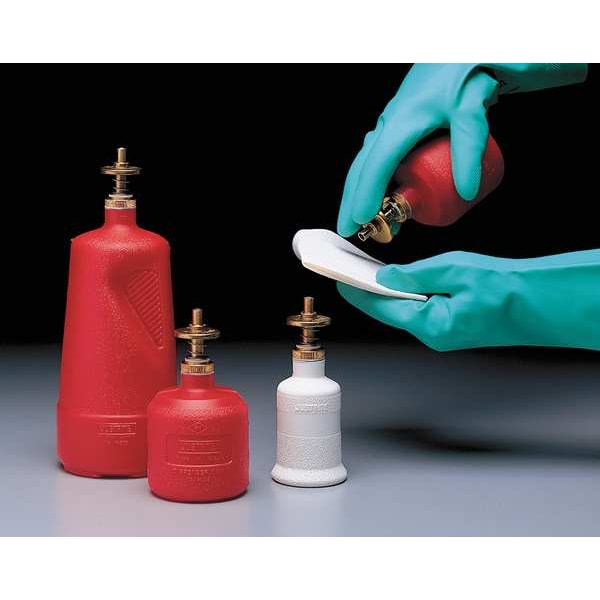 Dispensing Bottle, 8 oz Capacity, Polyethylene, Red, 3 1/8 in Outside Diameter, FM Approved