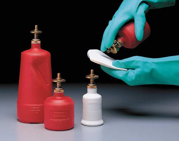 Dispensing Bottle, 32 oz Capacity, Polyethylene, Red, 4 in Outside Diameter, FM Approved