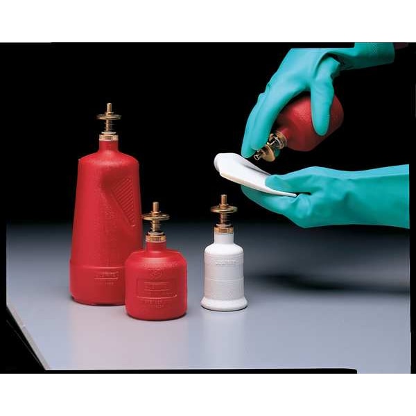 Dispensing Bottle, 8 oz Capacity, Polyethylene, Red, 3 1/8 in Outside Diameter, FM Approved