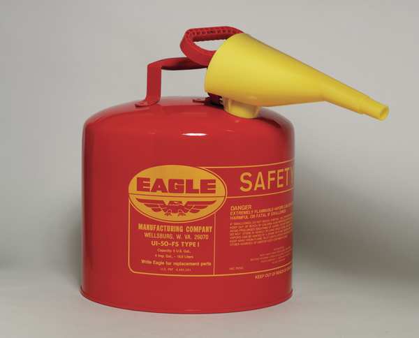Type I Safety Can, 5 Gal Capacity, Galvanized Steel, For Diesel, Yellow, 12 1/2 in Outside Diameter