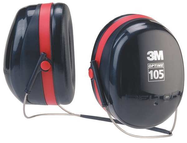Behind-the-Neck Ear Muffs, 29 dB, Peltor Optime 105, Black/Red