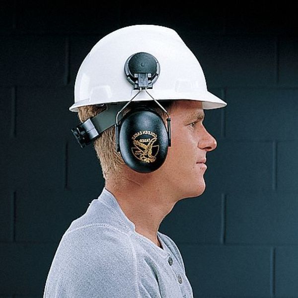 Hard Hat Mounted Ear Muffs, 26 dB, Golden Eagle, Black