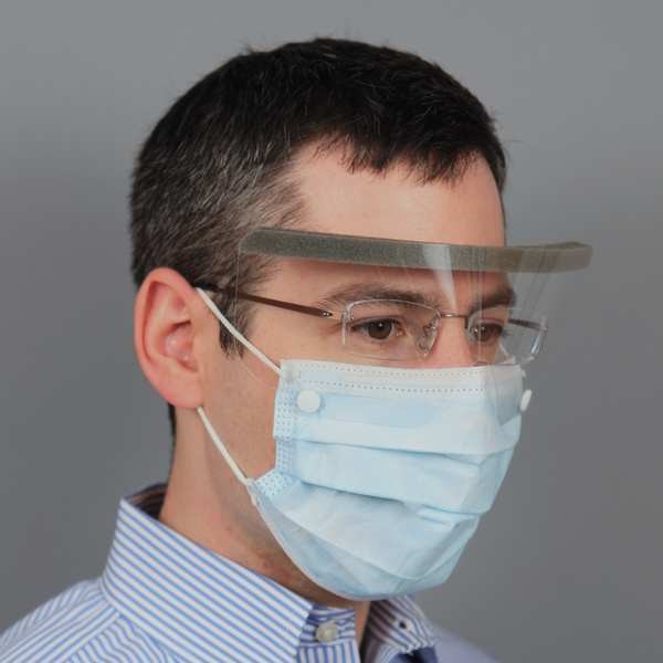 Disposable Procedural Face Mask and Eye Shield, Universal, Blue, 25PK