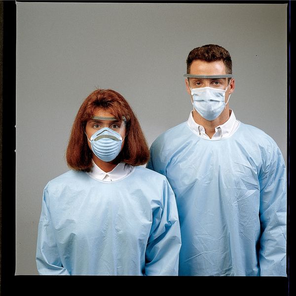 Disposable Procedural Face Mask and Eye Shield, Universal, Blue, 25PK