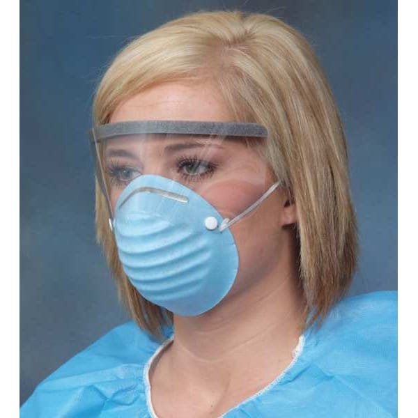 Disposable Procedural Face Mask and Eye Shield, Universal, Blue, 25PK