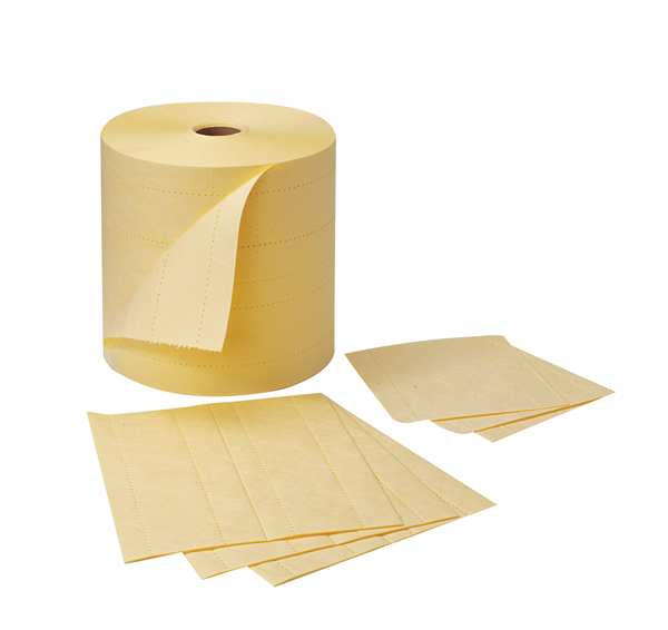 Sorbents, 44 gal. Harsh Chemicals Absorbed, Yellow, Polypropylene, 200 PK