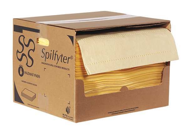 Sorbents, 44 gal. Harsh Chemicals Absorbed, Yellow, Polypropylene, 200 PK