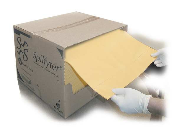 Sorbents, 44 gal. Harsh Chemicals Absorbed, Yellow, Polypropylene, 200 PK