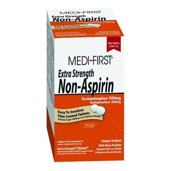 Extra Strength Non-Aspirin, 500mg, PK500 (250 pks of 2)