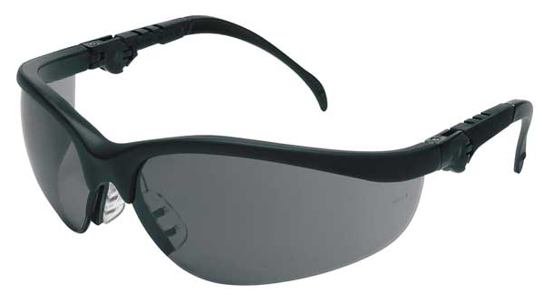 Safety Glasses, Wraparound Gray Polycarbonate Lens, Scratch-Resistant